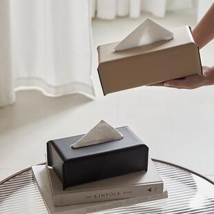 法式卫生纸盒客厅轻奢高级感卫生纸巾盒黑色极简高档艺术餐巾纸盒