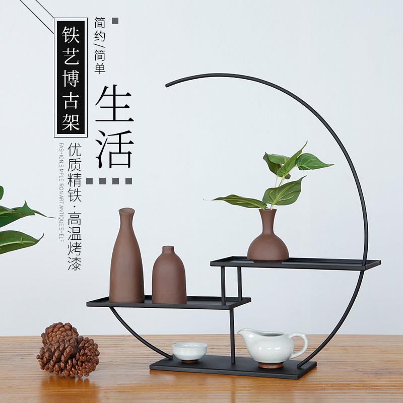 博古架小茶杯架北欧铁艺置物架摆件小工艺品家居创意多宝格简约