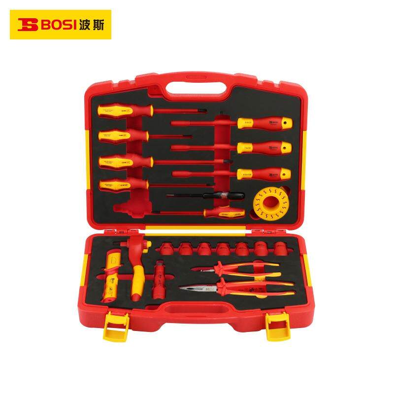 波斯22件VDE绝缘工具组套电讯套装耐压绝缘螺丝批钳子工具套装