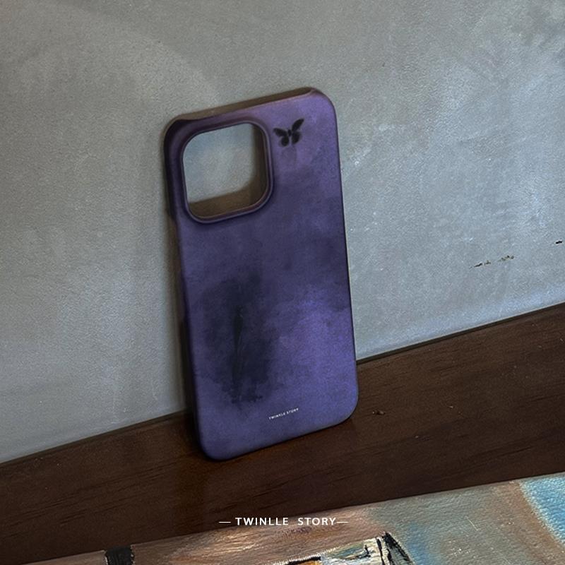 火凤豆豆TWINKLE 梦境蝴蝶 韩国半包硬壳暗夜紫色系冷淡风苹果16promax手机壳三星s24华为p50苹果15plus