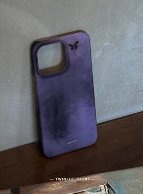 火凤豆豆TWINKLE 梦境蝴蝶 韩国半包硬壳暗夜紫色系冷淡风苹果16promax手机壳三星s24华为p50苹果15plus