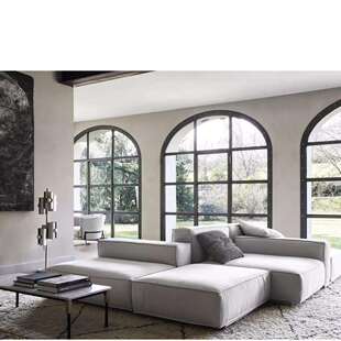 意式 客厅样板间组合布艺沙发北欧简约L形多人位贵妃 极简设计师款