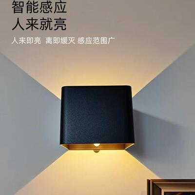 充电款人体感应壁灯走楼续梯壁灯简灯约壁廊氛围灯免A88088布线打