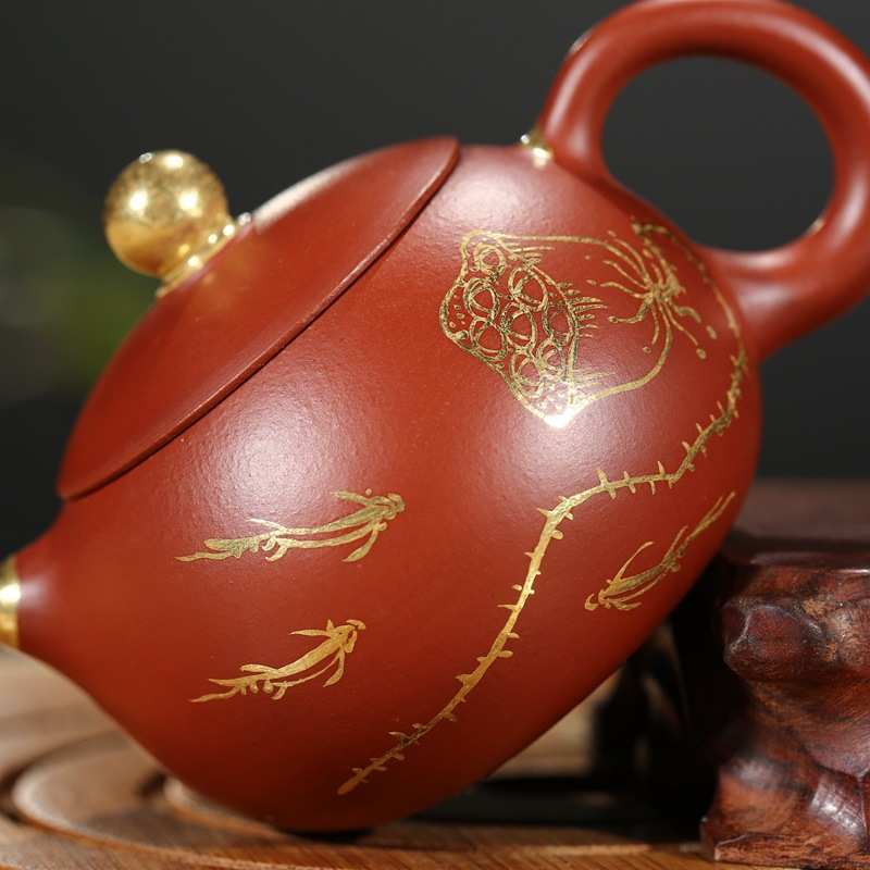 手工小西紫砂壶施批发 宜兴茶壶描金茶具小品工艺师直销婷王