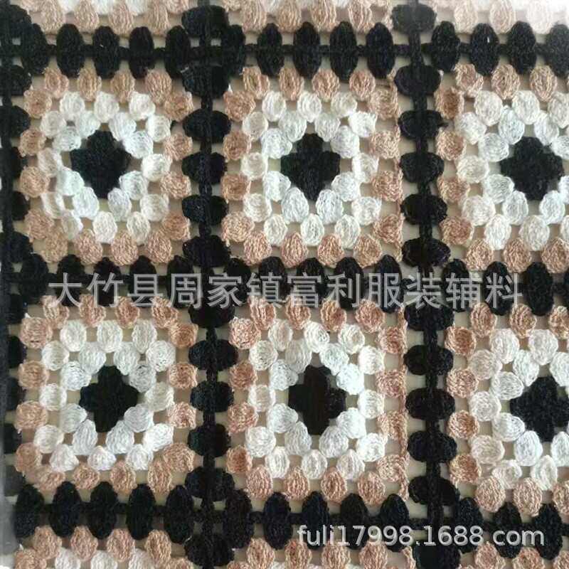 定制仿手钩面料花边可染色刺绣仿手工衣服多色双色布匹