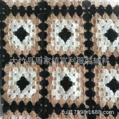 定制仿手钩面料花边可染色刺绣仿手工衣服多色双色布匹