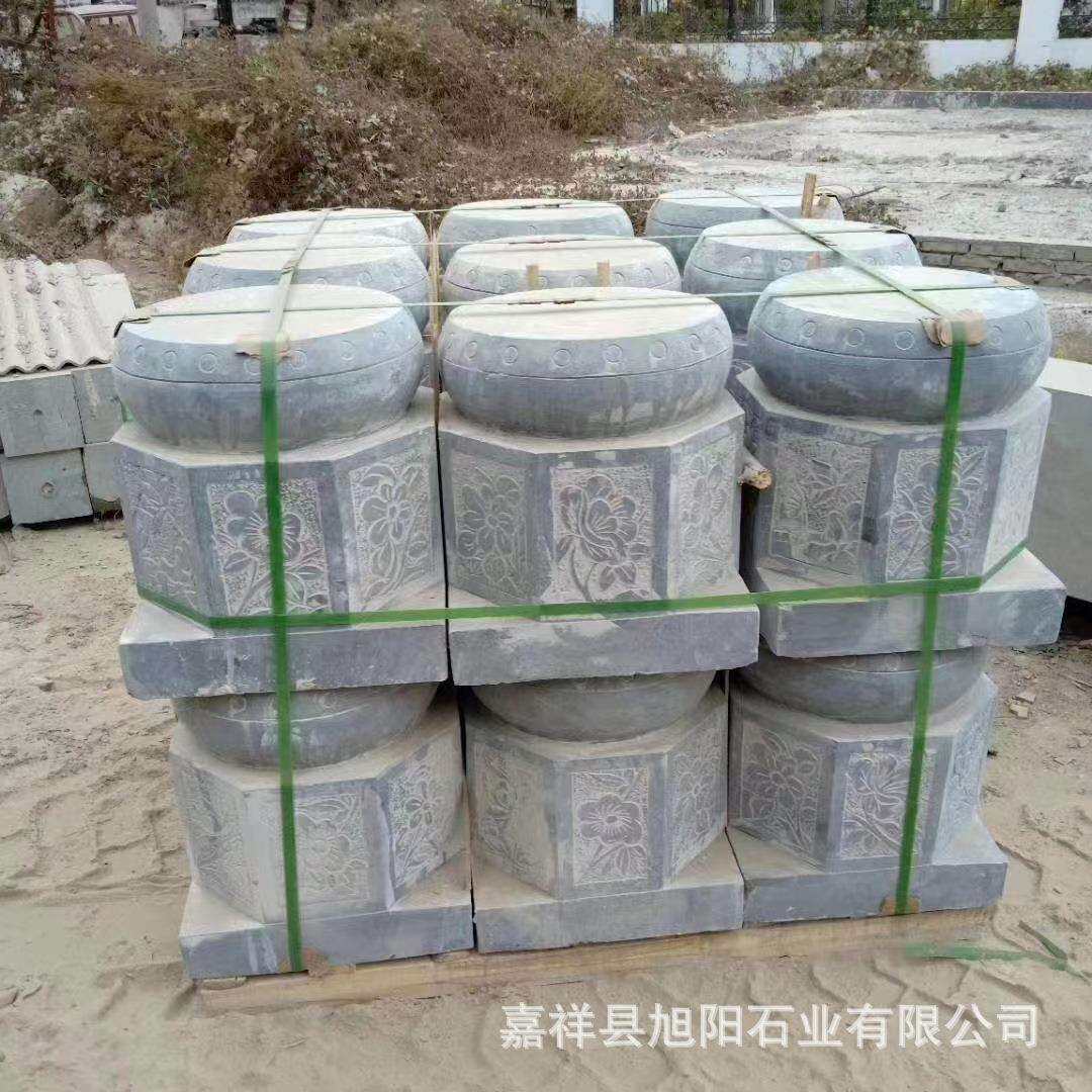 花盆石柱墩底座 垫基石柱脚石木柱装饰石圆墩空心石柱础柱墩石