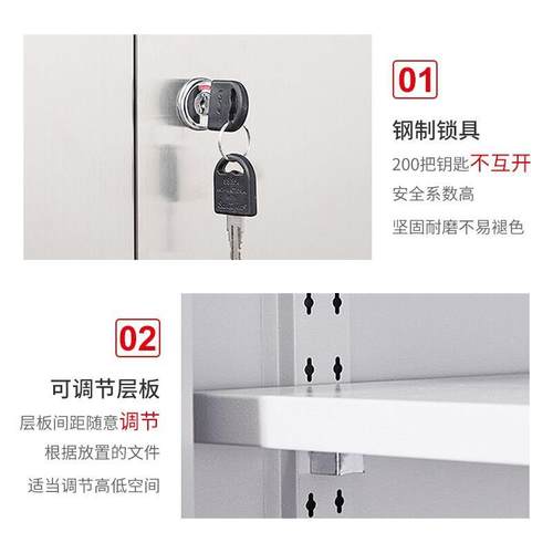 钢制办公分室文柜铁皮柜加厚档件案资SSWJG料柜矮体五节柜柜带锁