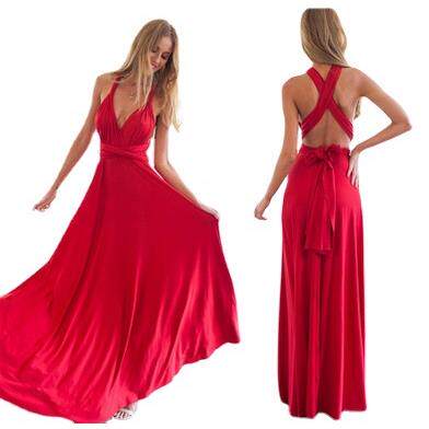 Stunning Multi Rope Bandage Red Dress Long Dress Dress