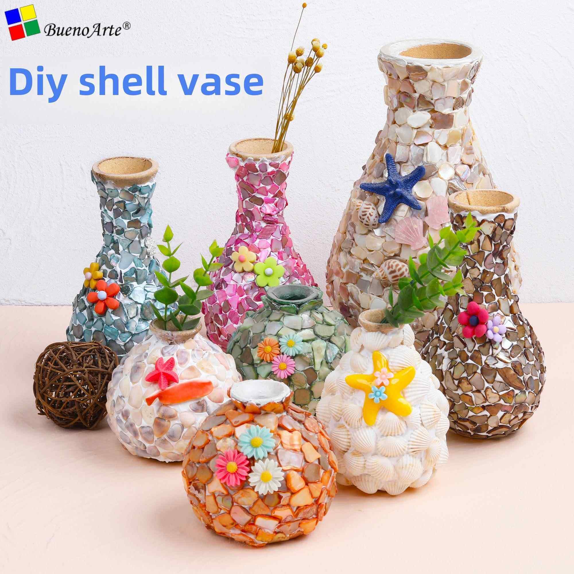 贝壳纽扣花瓶diy手工制作礼物材料 打发时间幼儿园亲子创意新年