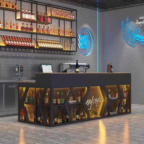 吧台收银台工业风酒吧餐厅咖啡厅店铺前台烧烤店复古铁艺接待柜台