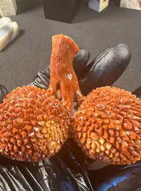 寿山石峨嵋石荔枝大吉大利摆件天然石雕雅玩工艺品茶宠