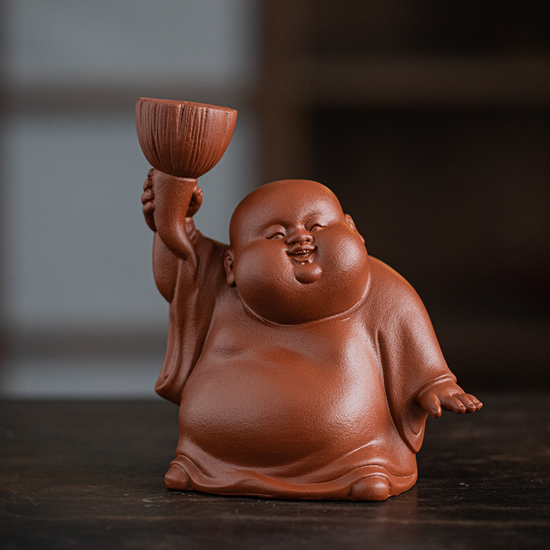 精品紫砂可爱弥勒佛茶宠摆件创意可养茶台茶玩茶具配件茶叶过滤器