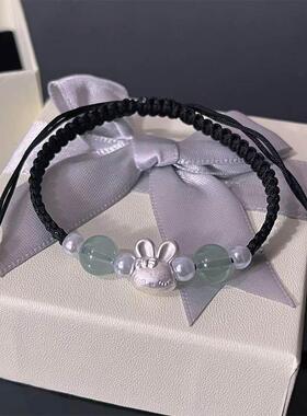 兔子手链手工编织手绳时尚小众设计情侣手链ins时尚个性百搭手饰