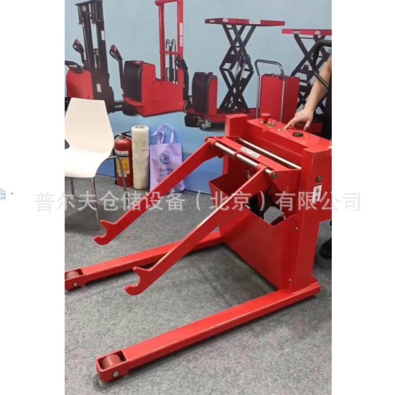 普尔夫卷膜搬运堆高车圆形物料装卸升降叉车手动液压卷筒上料车