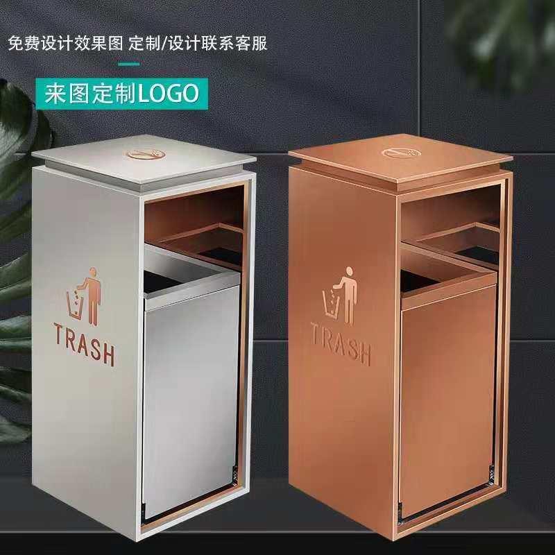 商用静音不锈钢导轨垃圾桶酒店市政抽拉式垃圾桶定制OEM贴标