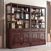 新中式 红木博古架实木酸枝木茶柜置物架客厅玄关展示间厅柜家具