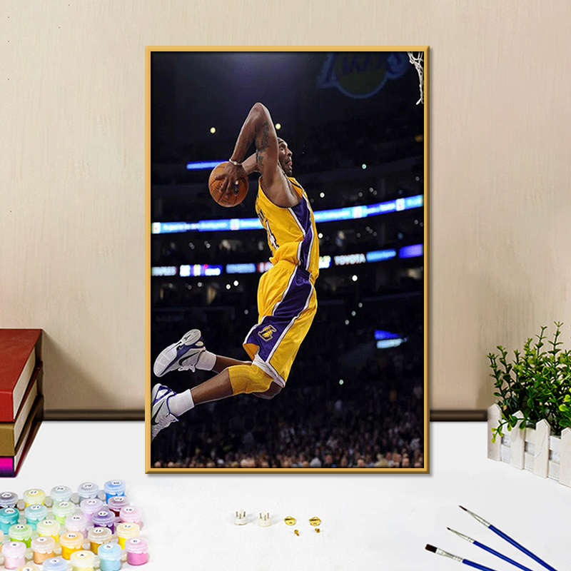 NBA科比数字油画diy填色画布莱恩特油彩画手工填充丙烯画客厅挂画