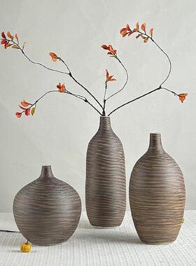 景德镇新中式简约古典粗陶瓷花瓶客厅饭厅电视柜摆件做旧工艺礼品