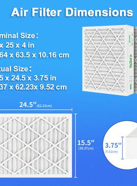 16x25x4板式纸框过滤器 MERV 11(两片装)HVAC/AC/Furnace空气滤芯