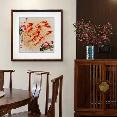 高端新中式手工刺绣装饰画餐厅墙壁画电表箱装饰遮挡苏绣成品挂画