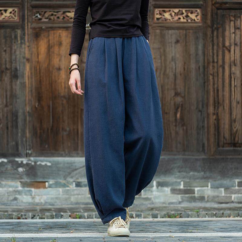 高档秋冬加绒太笼极裤女 加厚棉麻太晨极服术装灯裤武裤练裤打坐