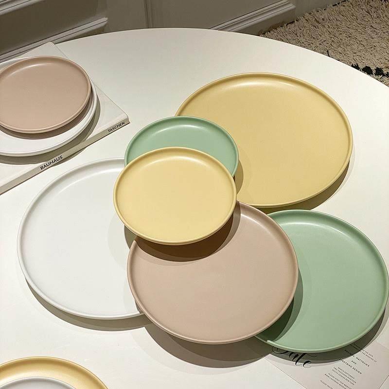 Ceramic dinner plate Round pizza plate Breakfast salad plate - 实物图