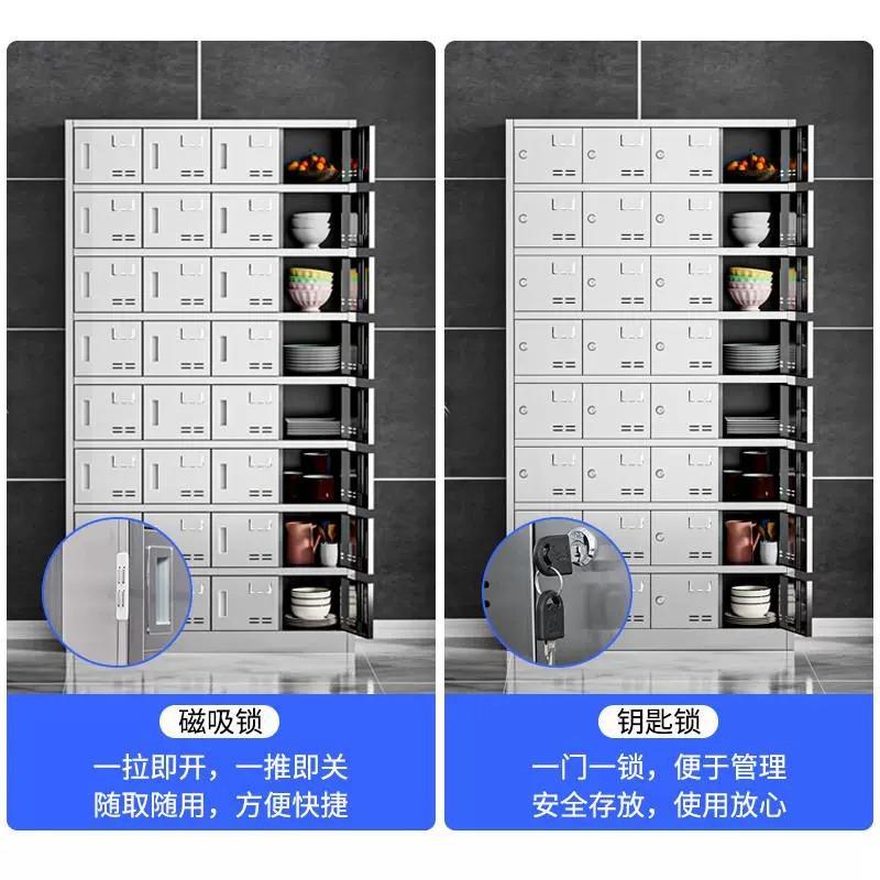 不锈钢食堂碗柜工多餐具柜柜商员用储物柜门碗筷WGG饭盒餐盘收纳