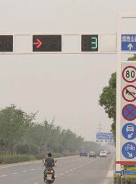 悬臂式LED交通信号灯十字路口交警警示灯道路F型单臂式标示杆