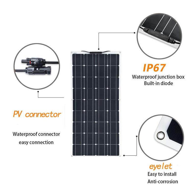 柔性单晶太阳能电池板 150W 带40A控制器 柔性太阳能电池板组件
