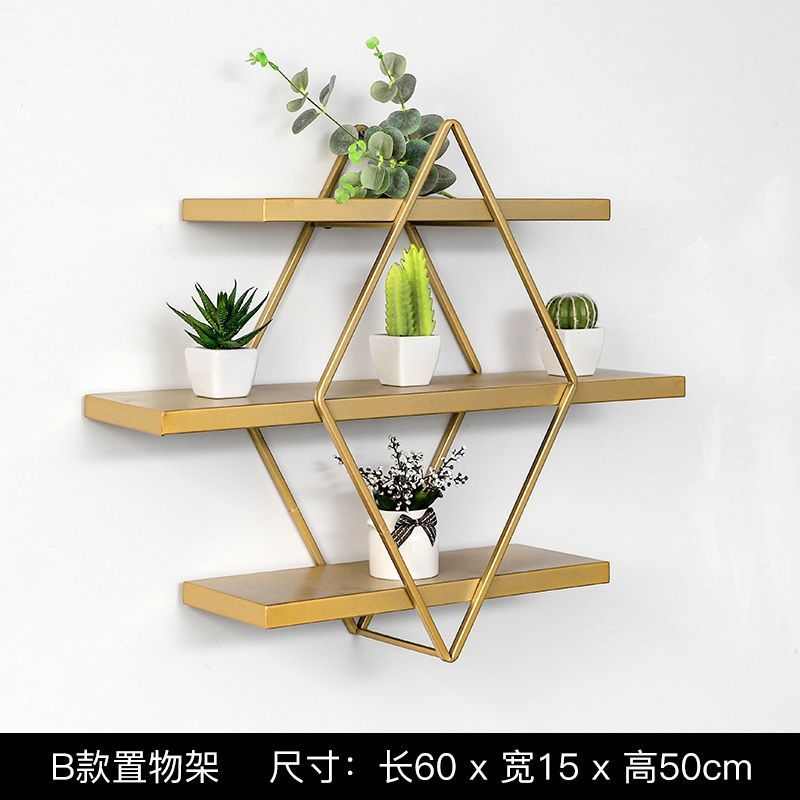 北欧铁艺挂墙置物架客厅墙上创意轻奢壁挂式书架心形墙壁装饰架子