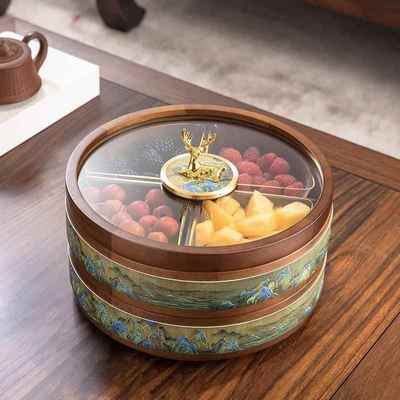 高档里中式千江山九宫格大高果盘客厅结婚新零食干 干果盒糖果收