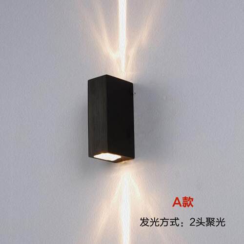 一束光壁灯防水门柱走廊过道外墙聚光拉丝彩色上下发光LED壁灯