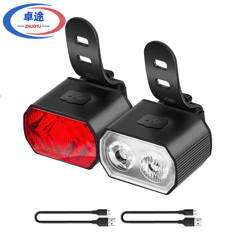 自行车前后灯 跨境新品type-c充电前灯尾灯套装 山地车骑行装备