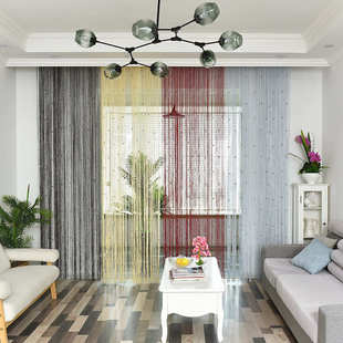 新品 单色扁银线帘 琉璃珠门帘 酒店美容院KTV 成品窗帘