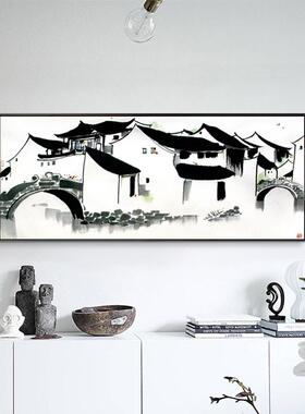 悠悠江南式壁新中客厅沙发背QZ202201景装饰风画江南水乡景挂画茶