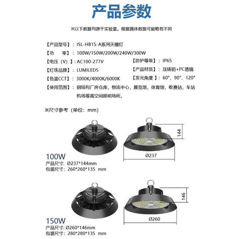 钢结构厂房车间天棚灯led防水工矿灯照明灯泡商用吊灯工业照明灯