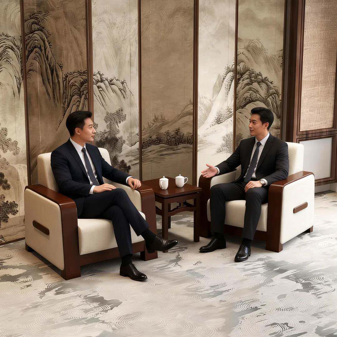 办公沙发商务洽谈贵宾接待室会议室会客区布艺单人位沙发茶几组合