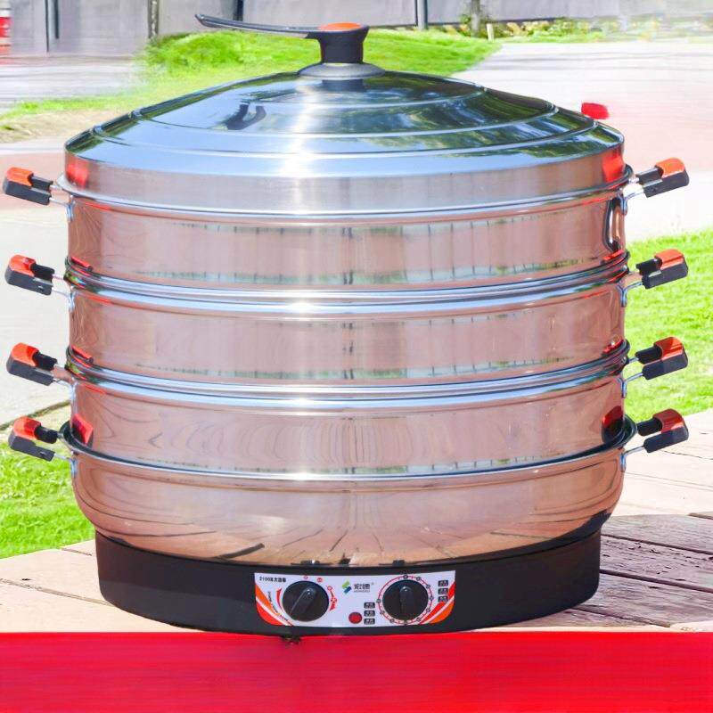 多功能超大号52cm电蒸笼商用插电保温不锈钢自断电蒸锅三层蒸馒头
