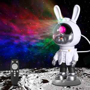 新款直销跨境科技兔星空投影灯北极光小夜灯卧室满天星台灯旋转投