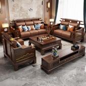 新中式 乌金木实木沙发客厅现代冬夏两用别墅古典大小户型沙发家俱