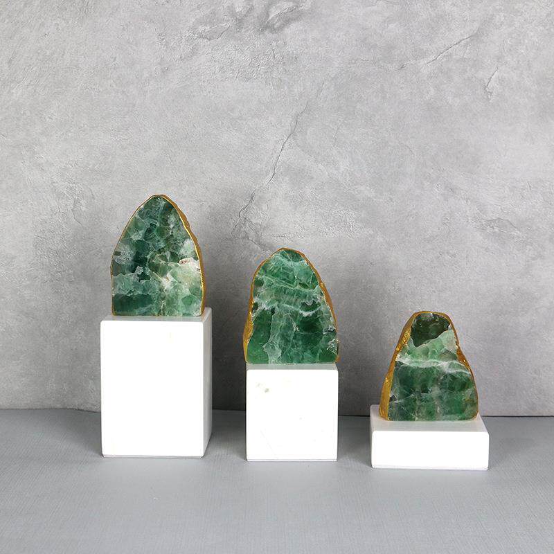 简约轻奢绿色水晶石软装饰品样板间玄关电视柜书桌工艺品摆件