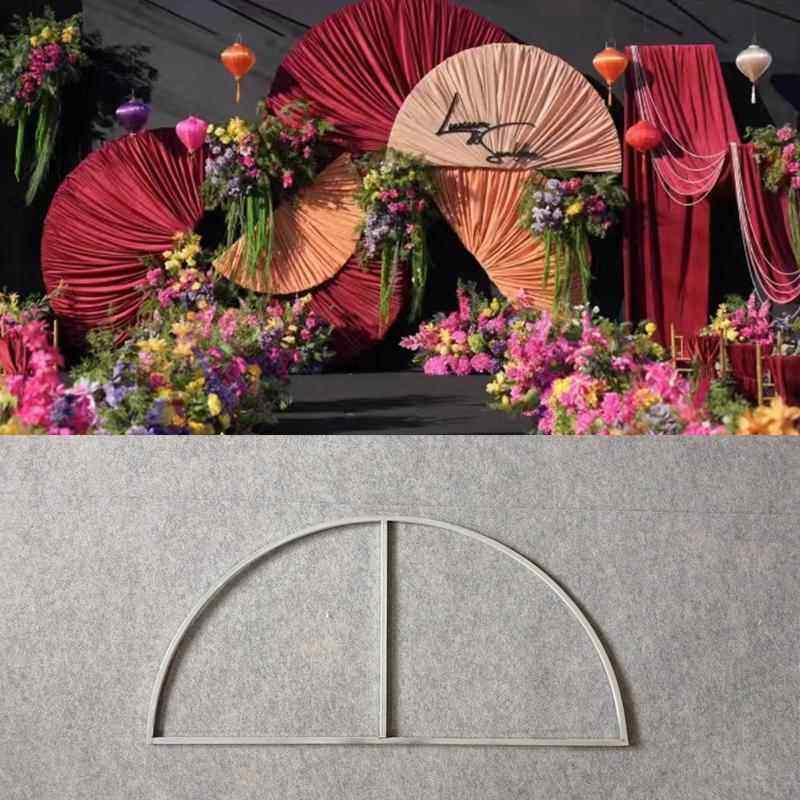 婚庆圆环铁艺半圆框架扇形弹力布骨架婚礼舞台装饰布幔圆形褶皱架
