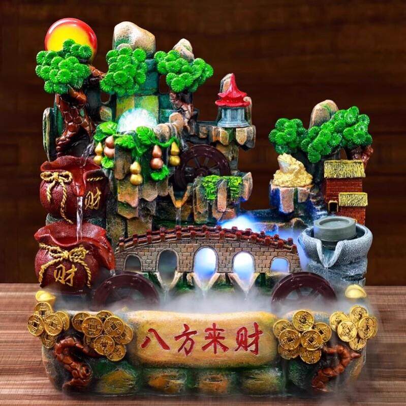 招财假山流水喷泉鱼缸生财山水风水轮开业循环水礼物客厅高山摆件