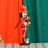 24新款 饰摆件工艺品圣诞摆件物 40CM红身消防员胡桃夹子实木装