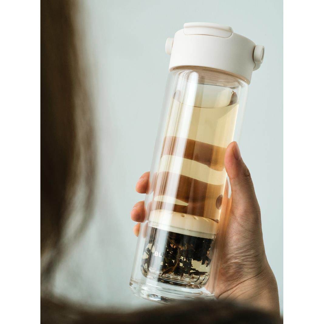 黑蚁滚珠磁弹泡茶杯茶水分离双层磁吸杯高硼硅高颜值玻璃杯子防烫