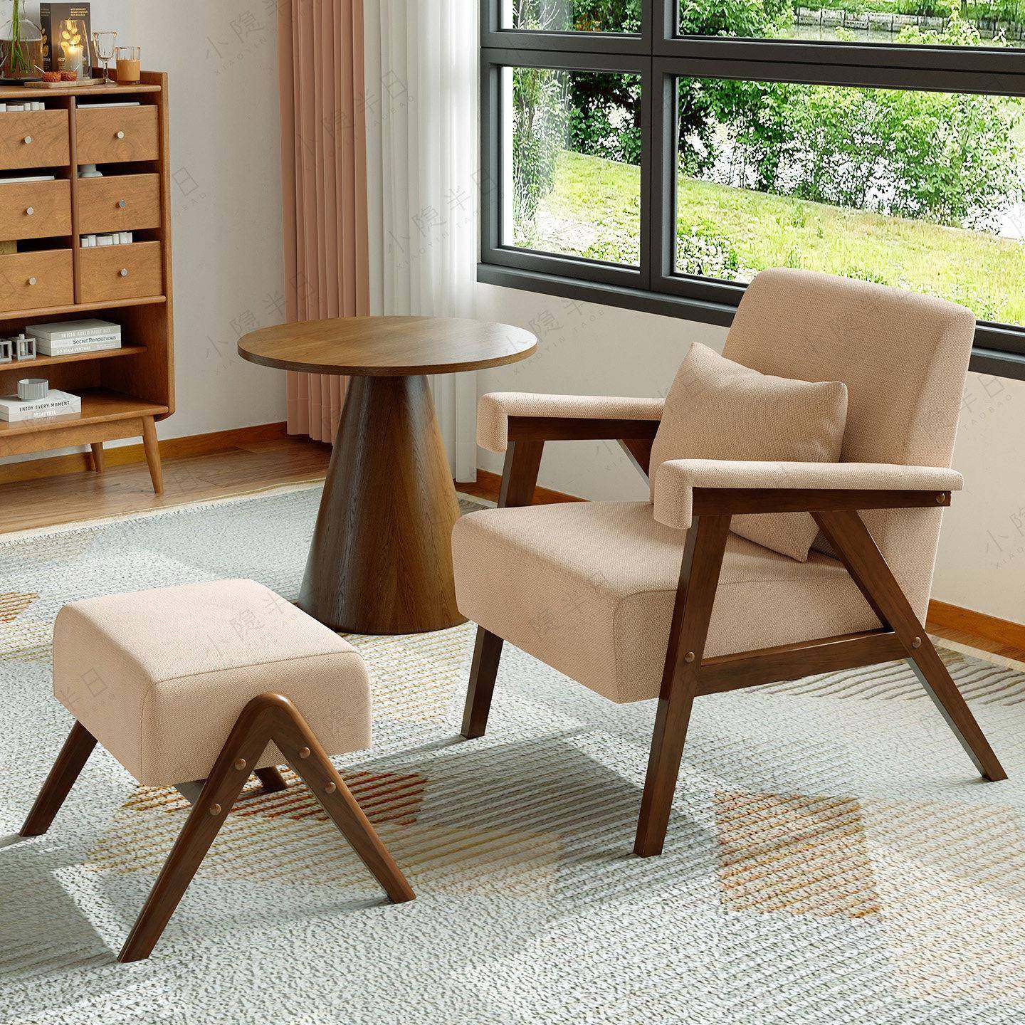 单人沙发椅阳台卧室休闲椅子客厅单椅咖啡厅酒吧民宿桌椅组合