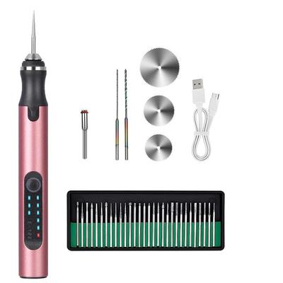 新品E108便捷式2.35MM夹头迷你电磨微型笔式电钻磨甲电动工具38PC