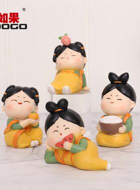 果风唐小仕女办公桌面摆件家如居装饰品R4A8F0创意手圆办国潮古文