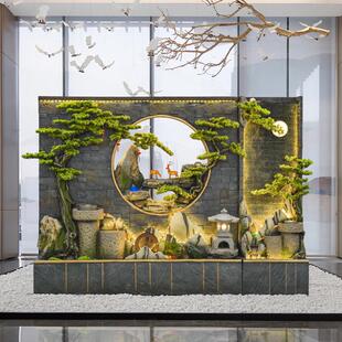 饰景 假山水ZRM幕墙流水喷泉酒店办公公司屏风庭院室财鱼观池招装